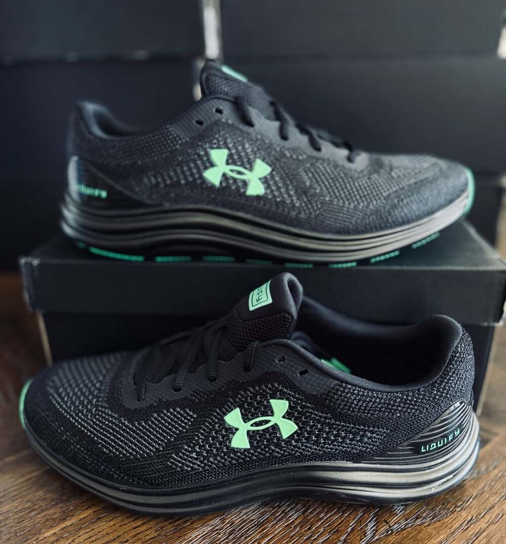 Under Armour Liquify Running Shoes Black Vapor Green Size 12 3021946-006 New!